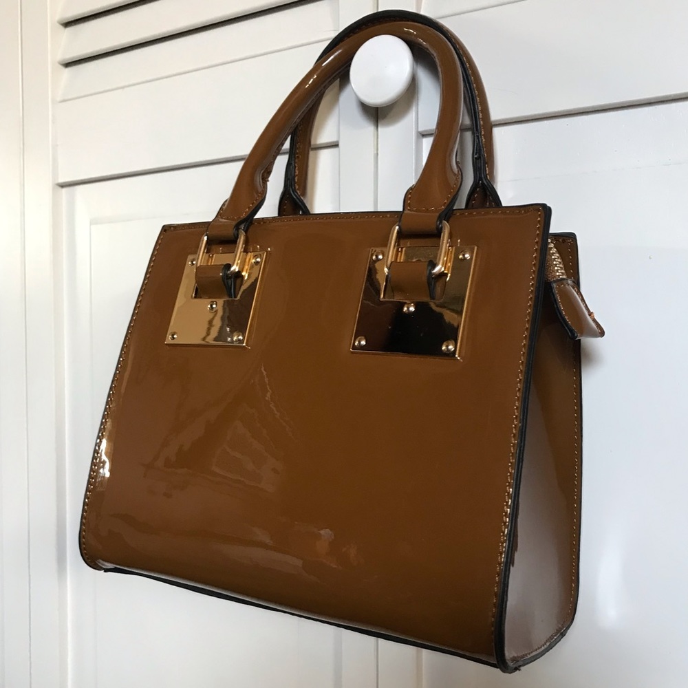 Cognac Vinyl Boxy Bag